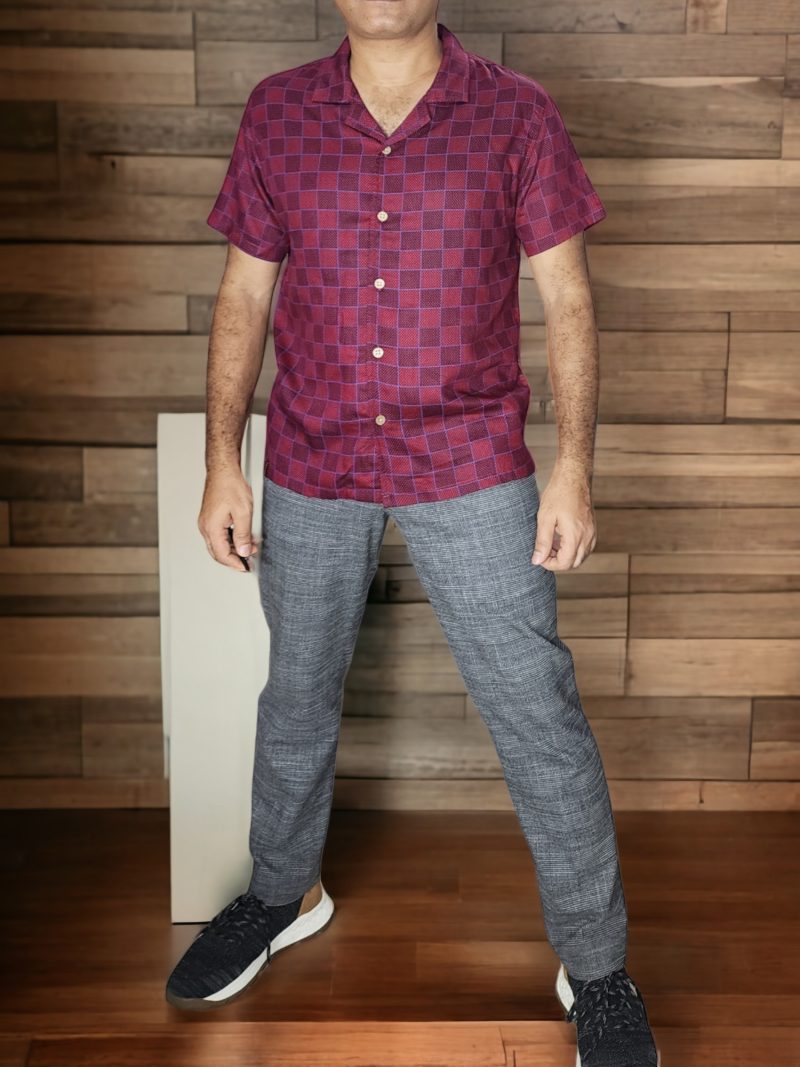 Men Dobby Textured Solid Cuban Collar Relaxed Shirt - Image 3