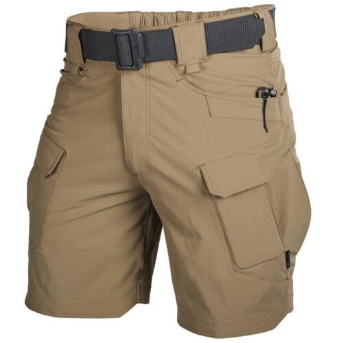 Men's Multi-Pockets Solid Color Cargo Pants Shorts Brown
