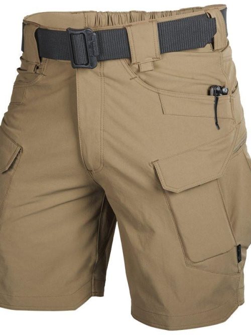 Men's Multi-Pockets Solid Color Cargo Pants Shorts Brown